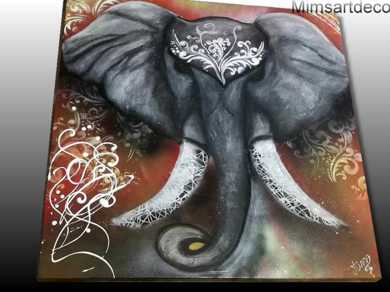 Tableau ABSTRAIT ELEPHAN GRAND FORMAT