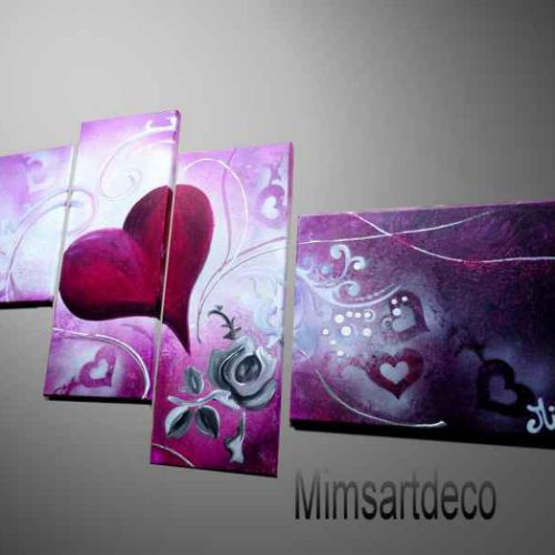 Tableau moderne Coeur Mauve