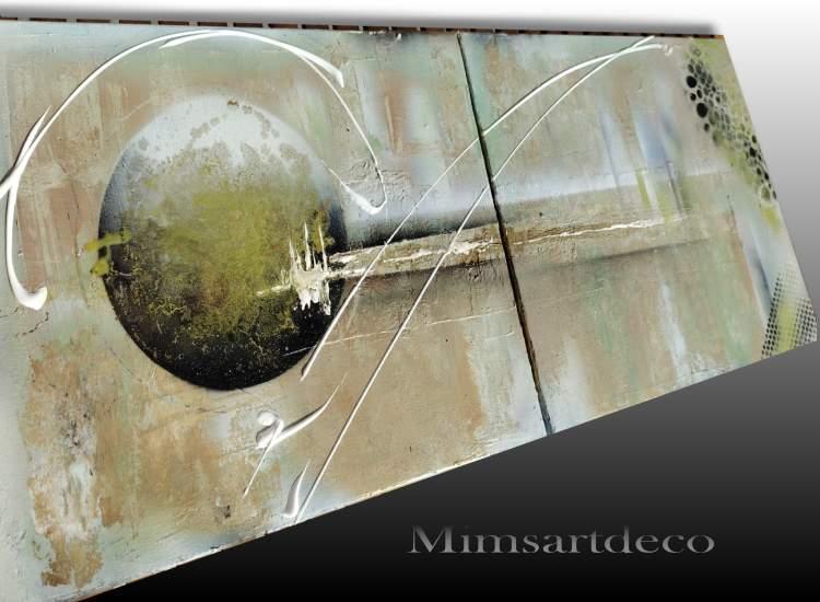 Tableau abstrait moderne vert tendance