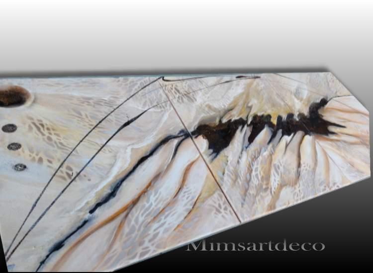Tableau Abstrait Moderne Beige – Triptyque Tendance 2025