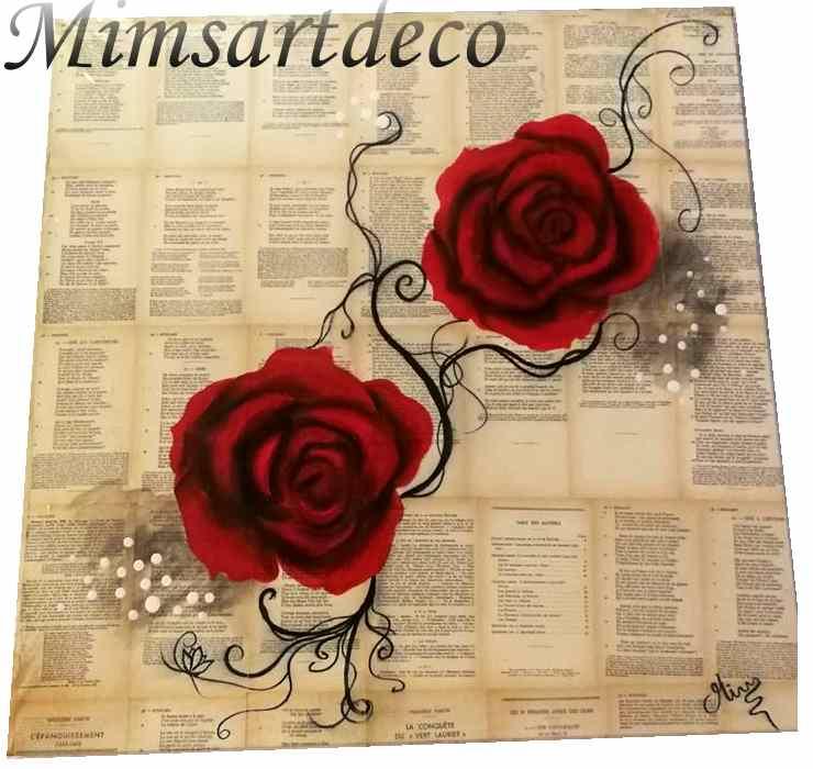 Tableau unique Rose rouge Ronsard