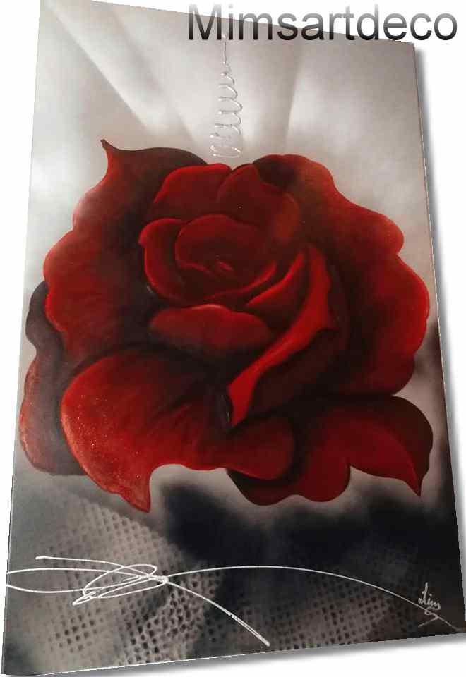 tableau grande rose rouge 