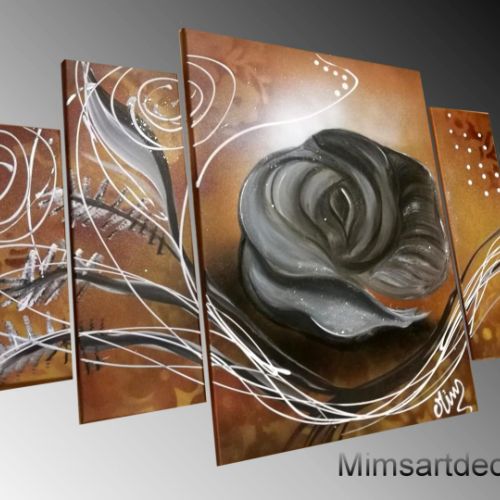 Tableau Rose Grise argent