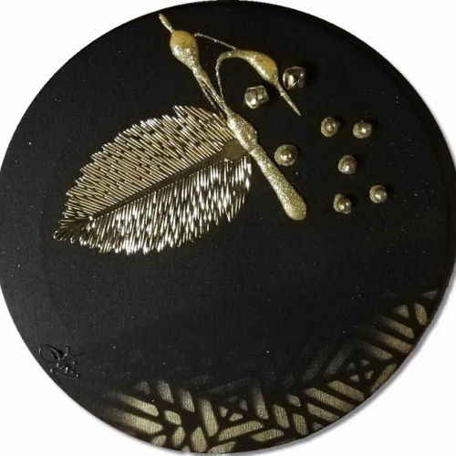 tableau rond ethnique moderne noir