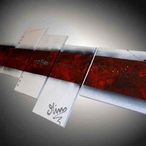 Tableau abstrait rouge blanc Empourprées