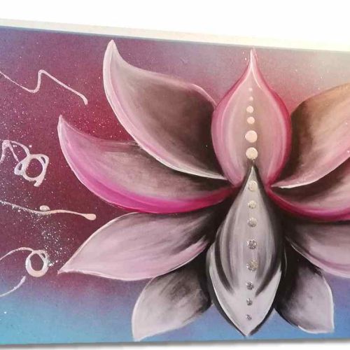 Tableau Fleur de lotus bleu mauve