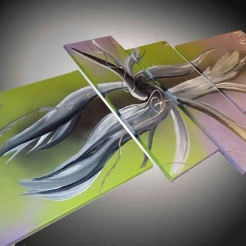 Tableau L'envolée vert anis