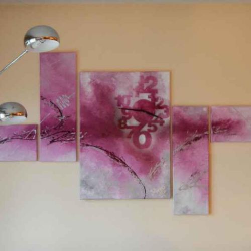 TABLEAU HORLOGE maison deco mauve