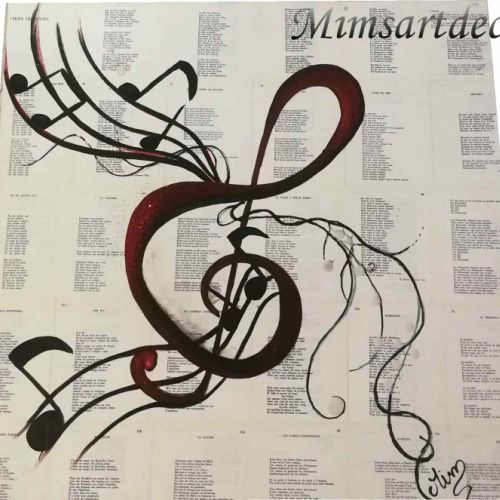 Tableau unique clef de sol rouge Brel