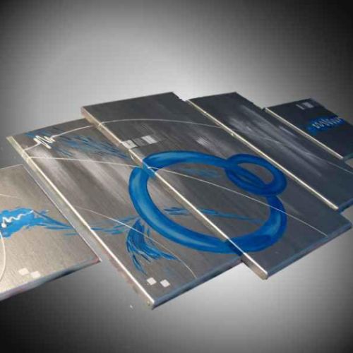 Tableau abstrait gris bleu Abstraction