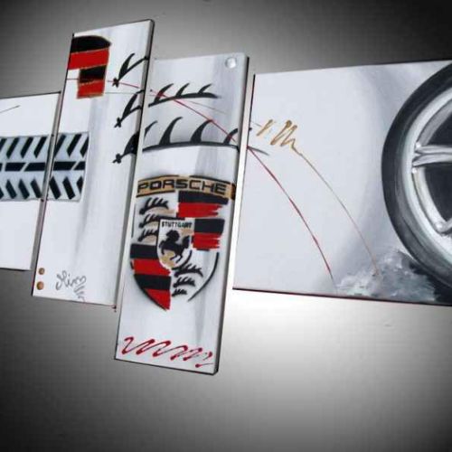 Tableau logo Porsche 4 toiles