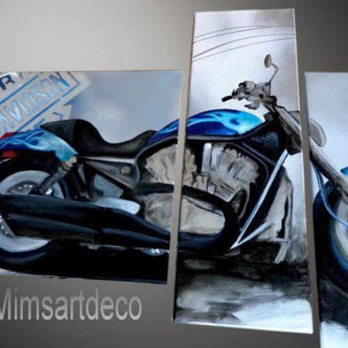 Tableau Harley Davidson Bleu