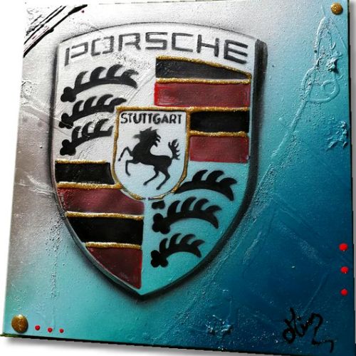 Tableau porsche bleu metal