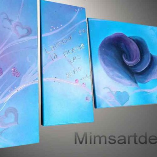 Tableau Amour turquoise