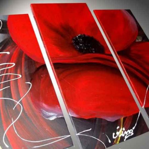 Tableau Coquelicots Rouge et noir XS