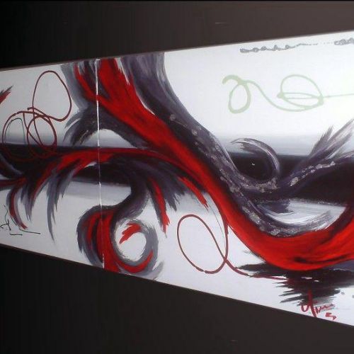 Tableau abstrait Carmin